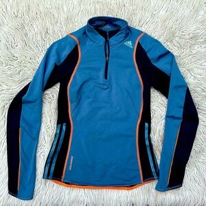 Adidas Climacool Formotion Size 6 Blue Long sleeve zipper pocket biker gym shirt